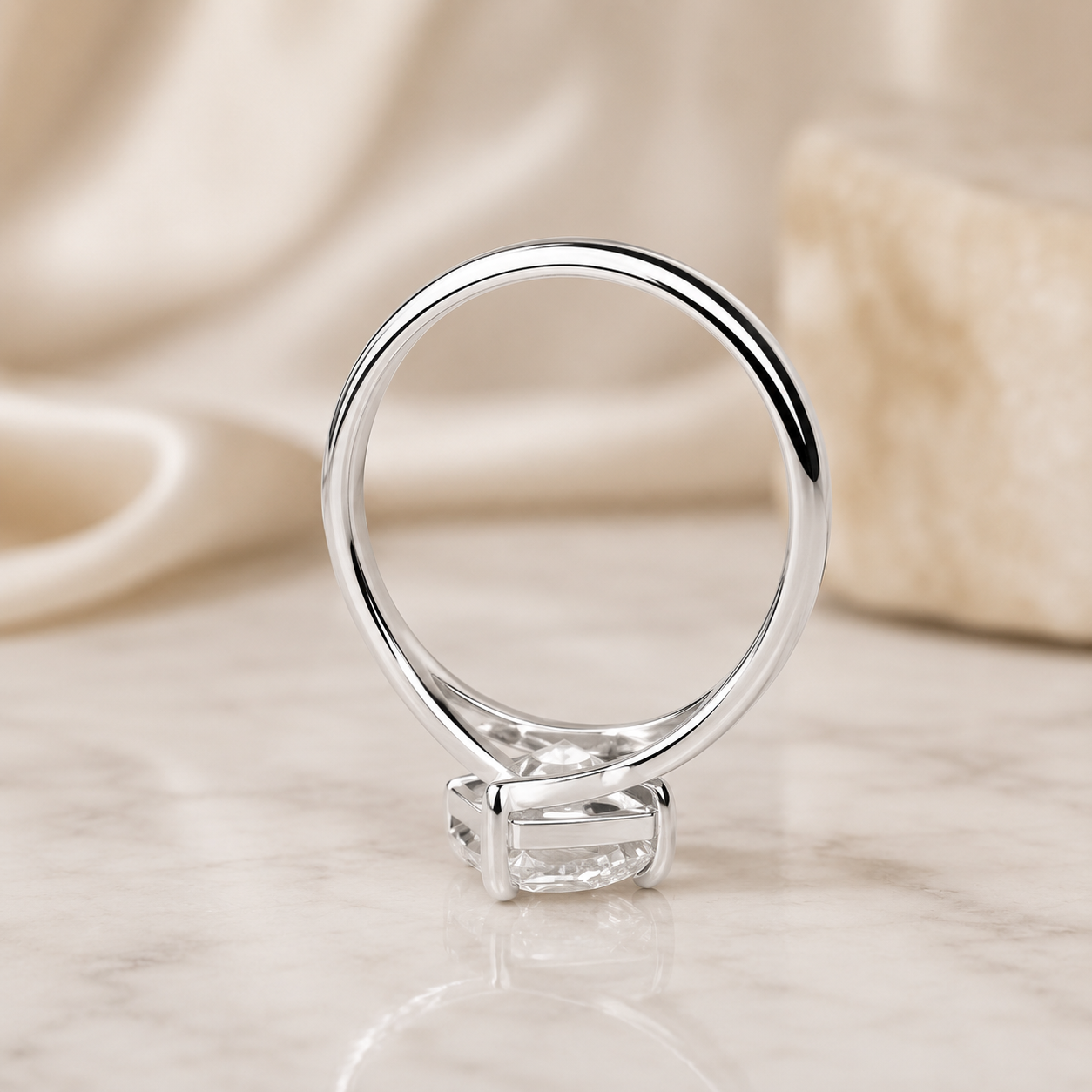 2.00 CT Asscher Cut Lab-Grown Diamond Solitaire Engagement Ring in 14K White Gold – IGI Certified Split Shank Compass Prong Design