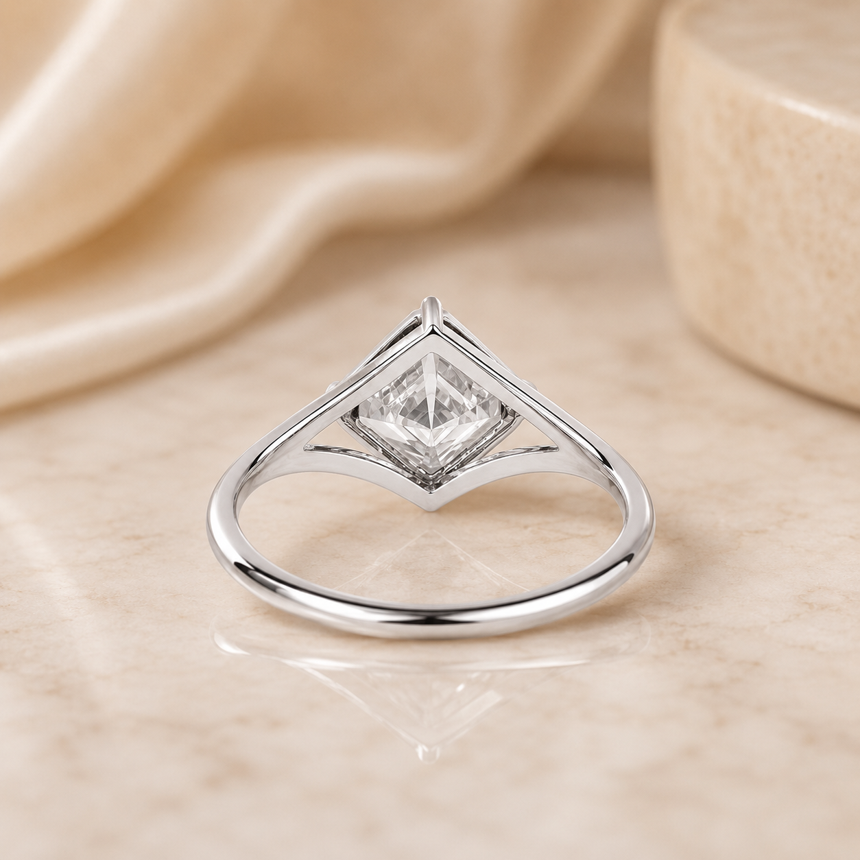 2.00 CT Asscher Cut Lab-Grown Diamond Solitaire Engagement Ring in 14K White Gold – IGI Certified Split Shank Compass Prong Design