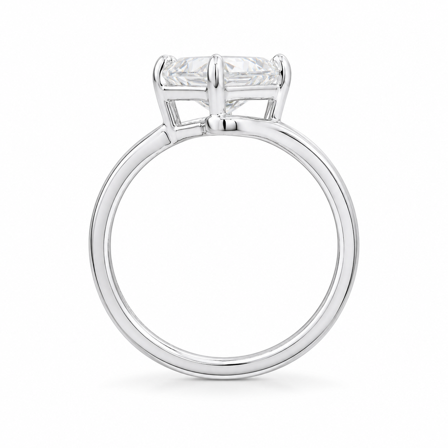 2.00 CT Asscher Cut Lab-Grown Diamond Solitaire Engagement Ring in 14K White Gold – Modern Curved Band Design | IGI Certified