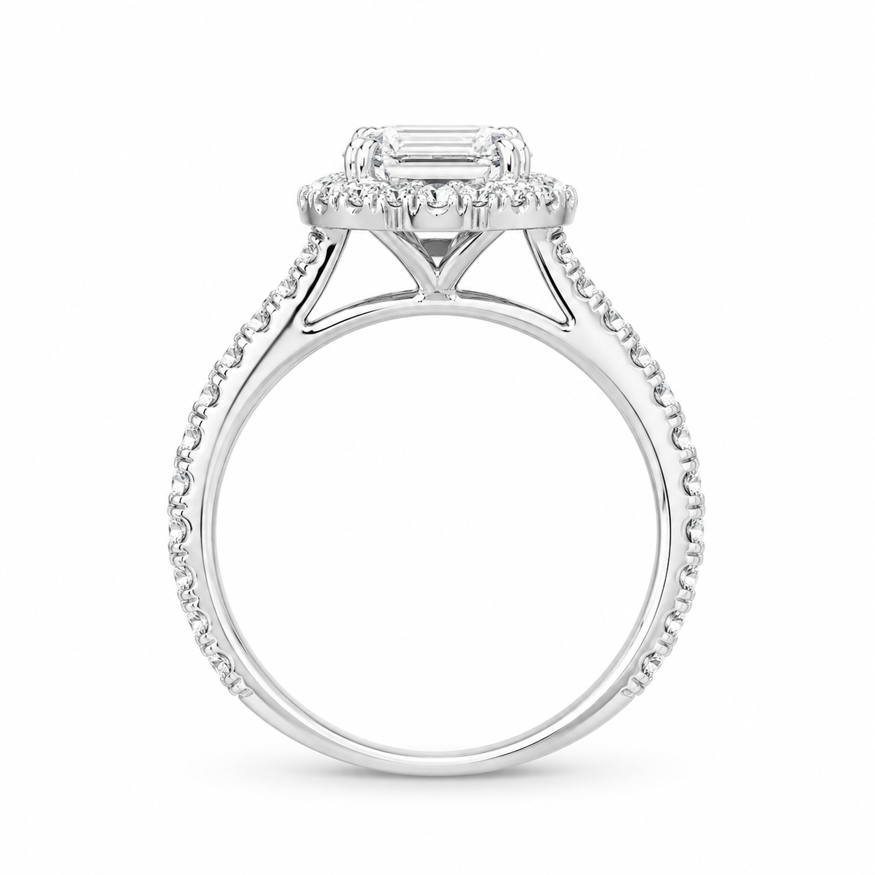 3.00 CT Asscher Cut Lab-Grown Diamond Halo Engagement Ring in 14K White Gold – Conflict-Free Luxury Design