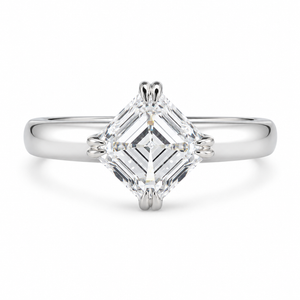 2.00 CT Asscher Cut Lab-Grown Diamond Solitaire Engagement Ring in 14K White Gold – Double Claw Prong Step Cut Design