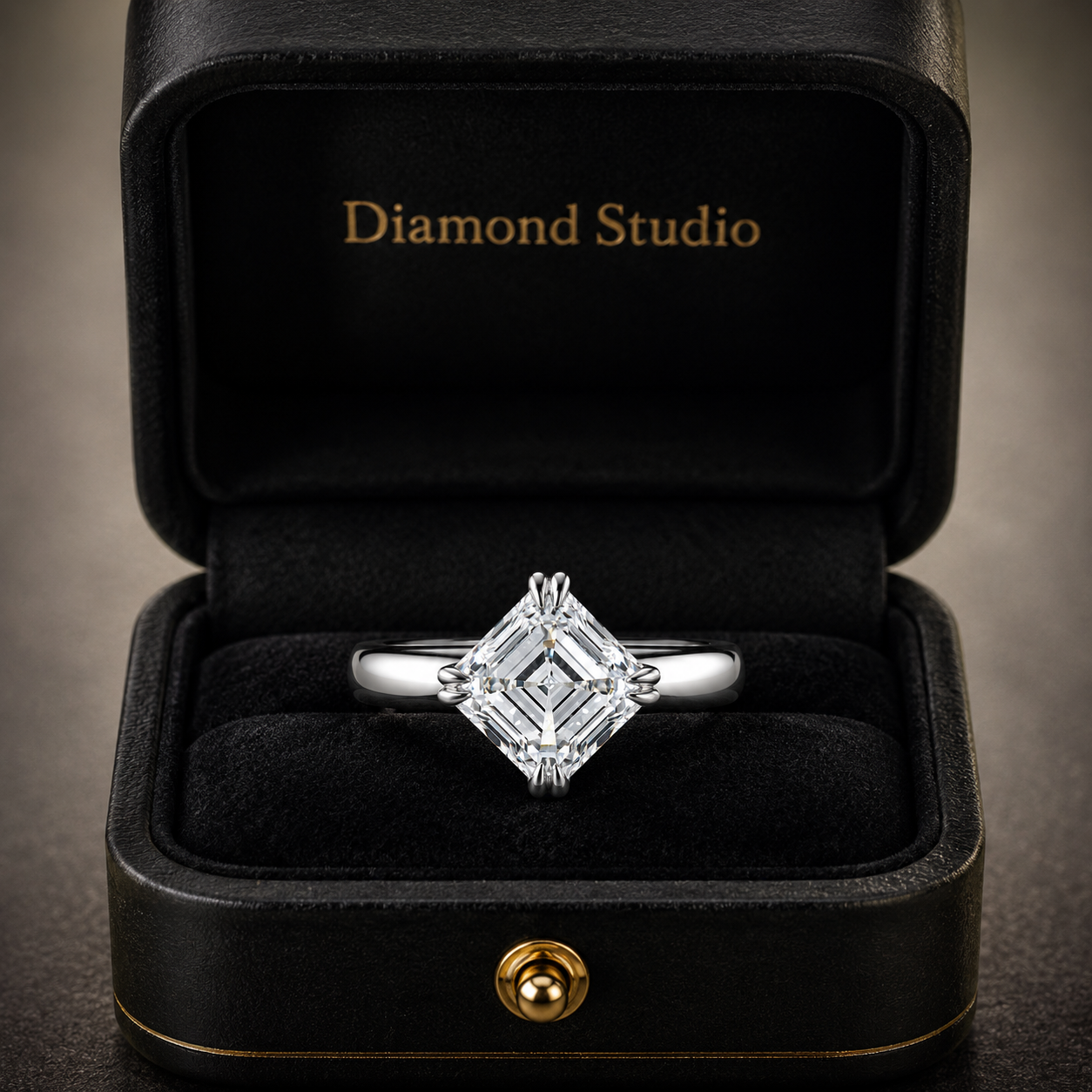 2.00 CT Asscher Cut Lab-Grown Diamond Solitaire Engagement Ring in 14K White Gold – Double Claw Prong Step Cut Design