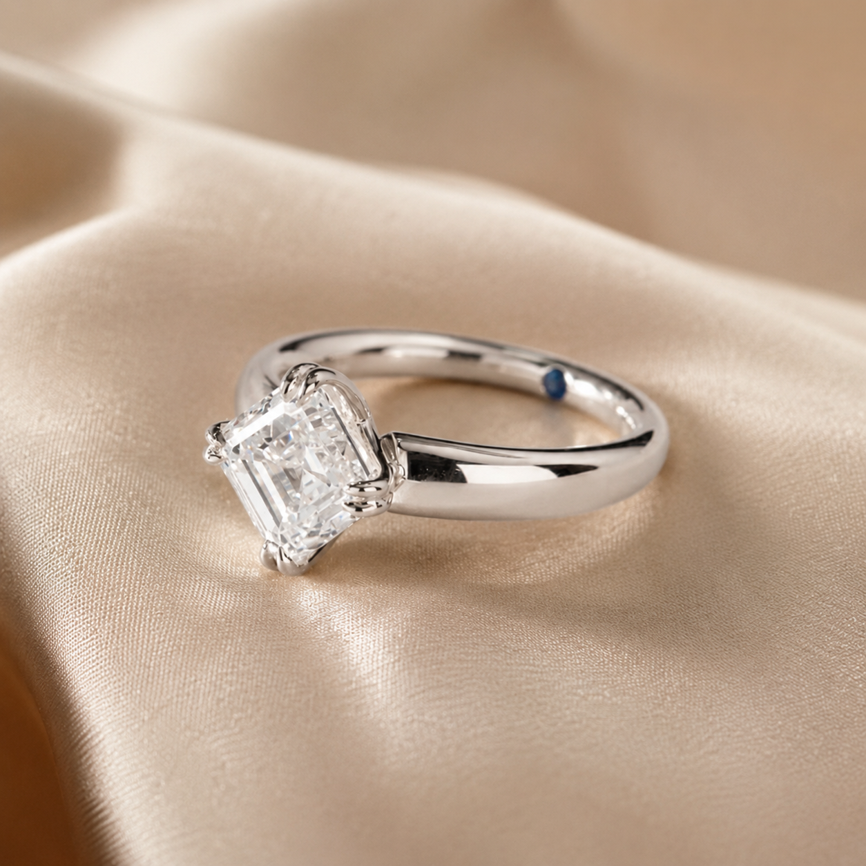 2.00 CT Asscher Cut Lab-Grown Diamond Solitaire Engagement Ring in 14K White Gold – Double Claw Prong Step Cut Design