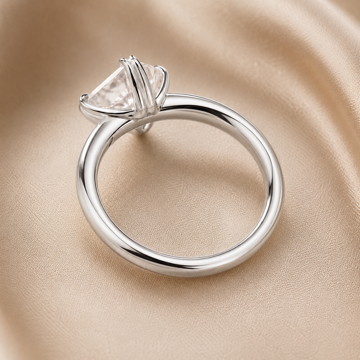 2.00 CT Asscher Cut Lab-Grown Diamond Solitaire Engagement Ring in 14K White Gold – Double Claw Prong Step Cut Design