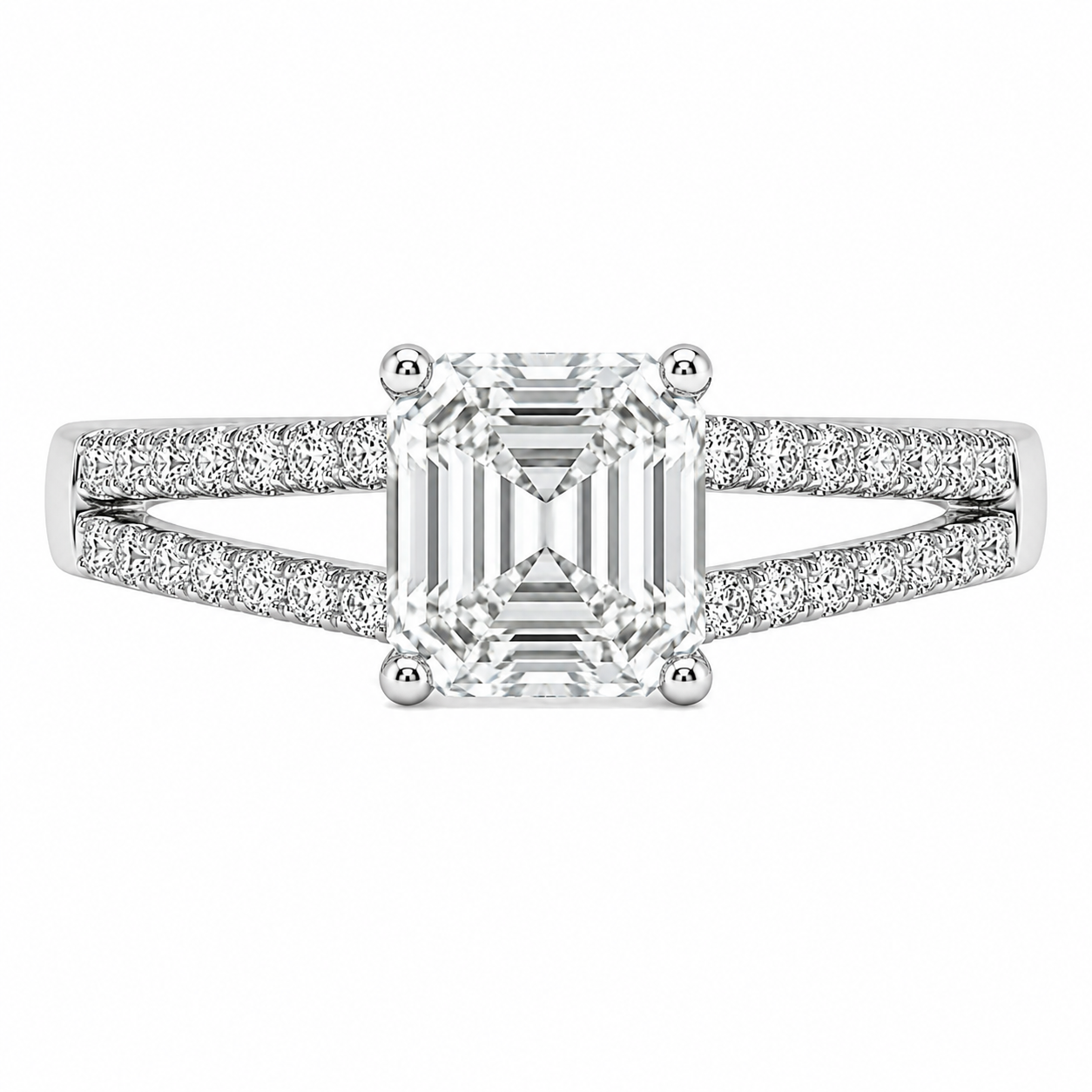 2.00 CT Asscher Cut Lab-Grown Diamond Solitaire Engagement Ring in 14K White Gold – Classic Bridal Design