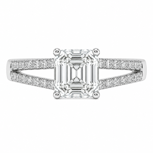 2.00 CT Asscher Cut Lab-Grown Diamond Solitaire Engagement Ring in 14K White Gold – Classic Bridal Design