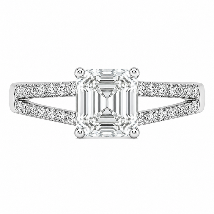 2.00 CT Asscher Cut Lab-Grown Diamond Solitaire Engagement Ring in White Gold – Classic Bridal Design