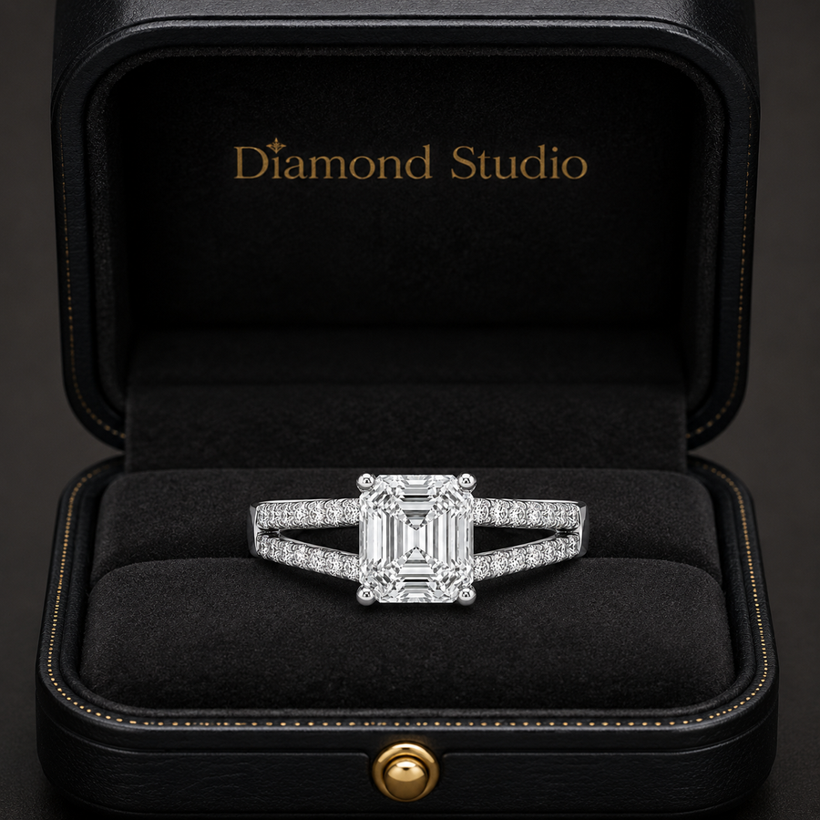 2.00 CT Asscher Cut Lab-Grown Diamond Solitaire Engagement Ring in 14K White Gold – Classic Bridal Design
