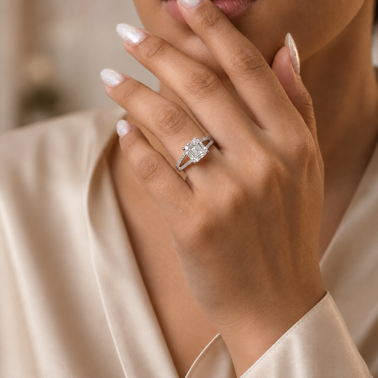2.00 CT Asscher Cut Lab-Grown Diamond Solitaire Engagement Ring in 14K White Gold – Classic Bridal Design
