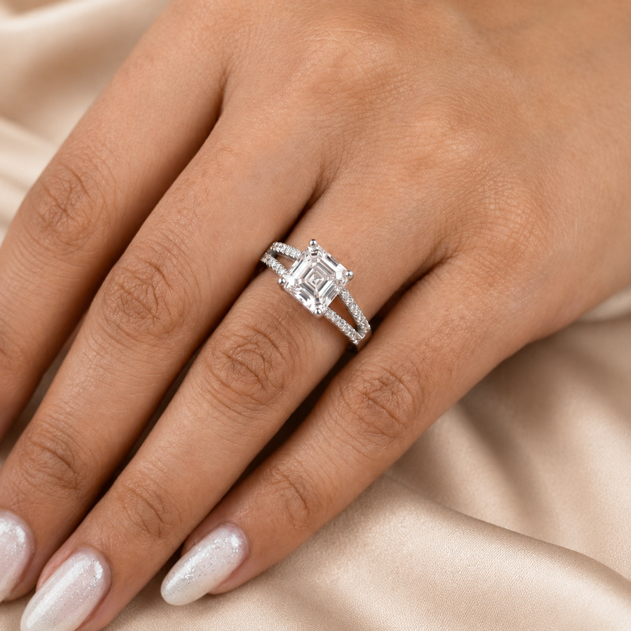 2.00 CT Asscher Cut Lab-Grown Diamond Solitaire Engagement Ring in 14K White Gold – Classic Bridal Design