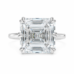 4.50 CT Asscher Cut Lab-Grown Diamond Solitaire Engagement Ring in 14K White Gold – Classic Art Deco Design