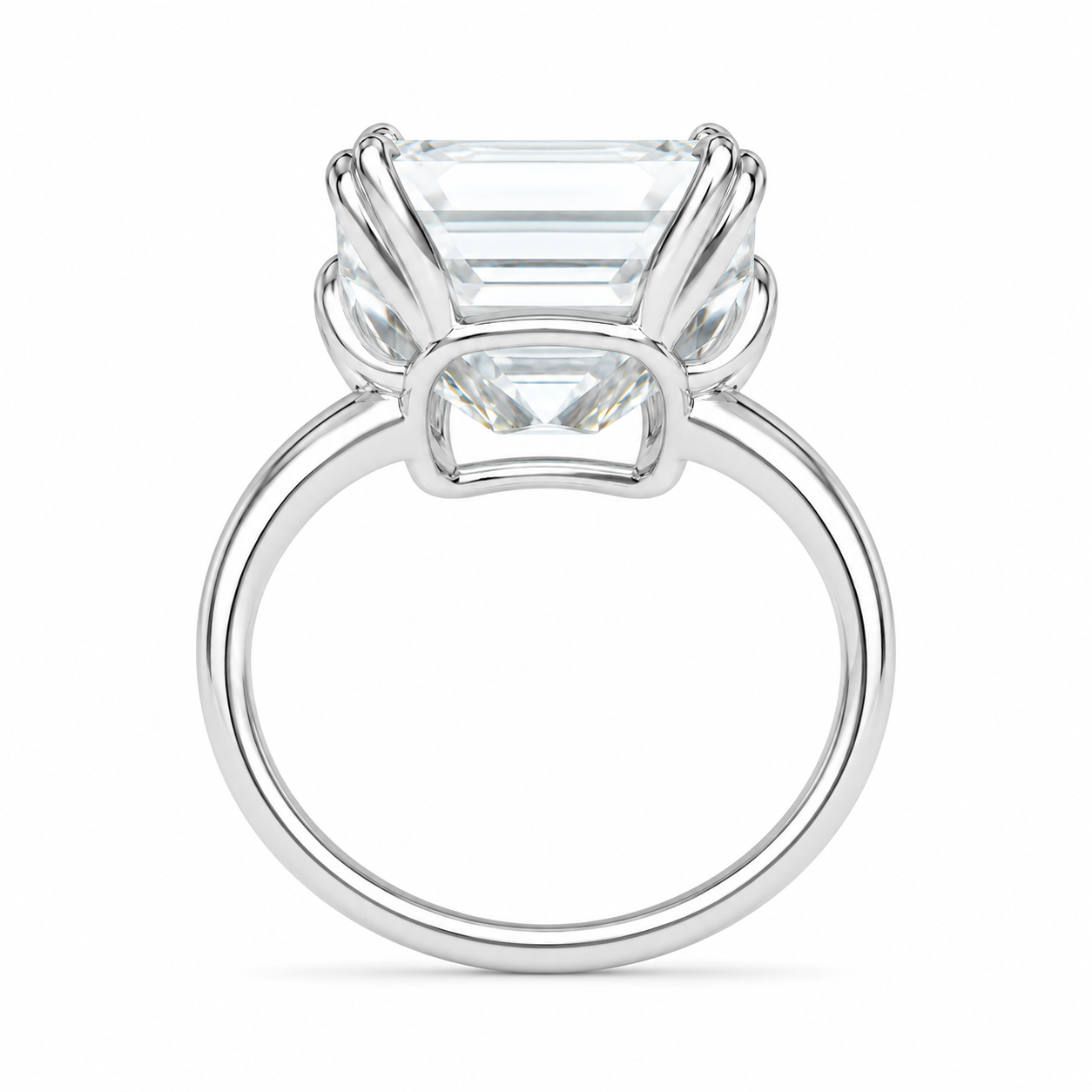 4.50 CT Asscher Cut Lab-Grown Diamond Solitaire Engagement Ring in 14K White Gold – Classic Art Deco Design