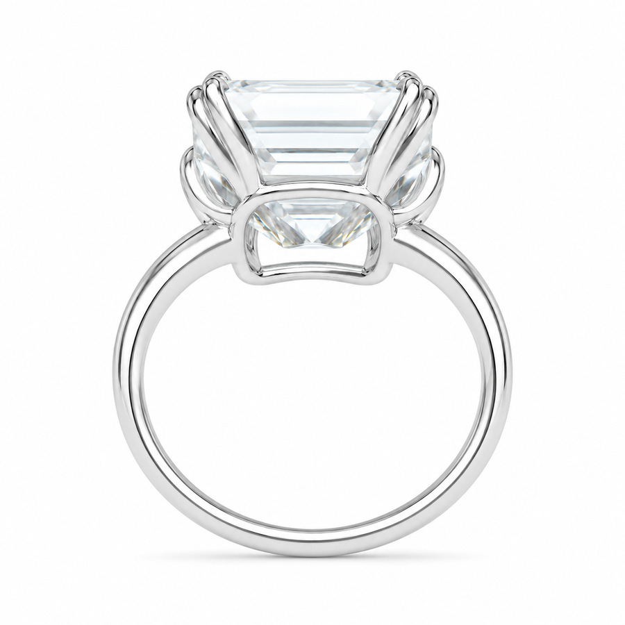 4.50 CT Asscher Cut Lab-Grown Diamond Solitaire Engagement Ring in 14K White Gold – Classic Art Deco Design