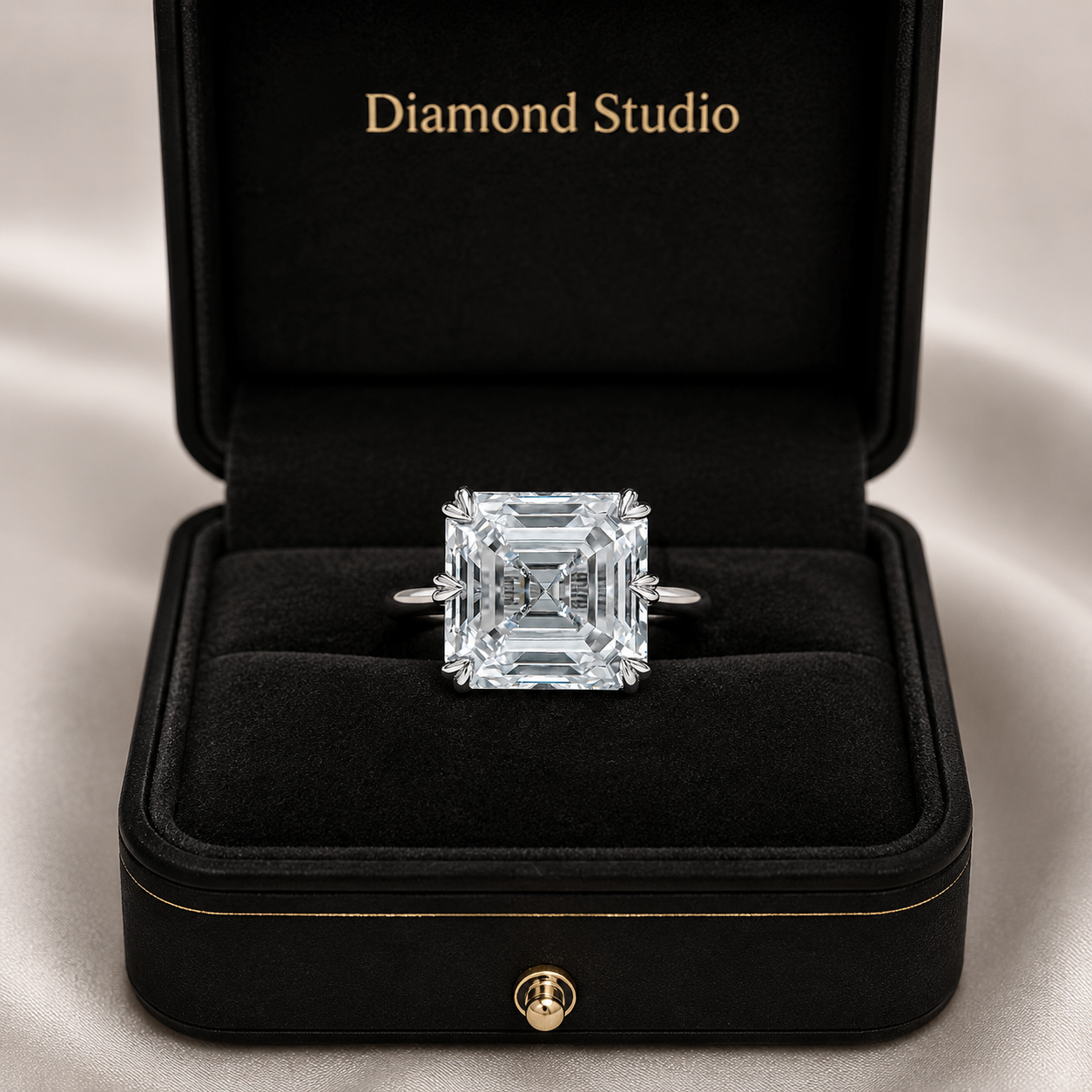 4.50 CT Asscher Cut Lab-Grown Diamond Solitaire Engagement Ring in 14K White Gold – Classic Art Deco Design