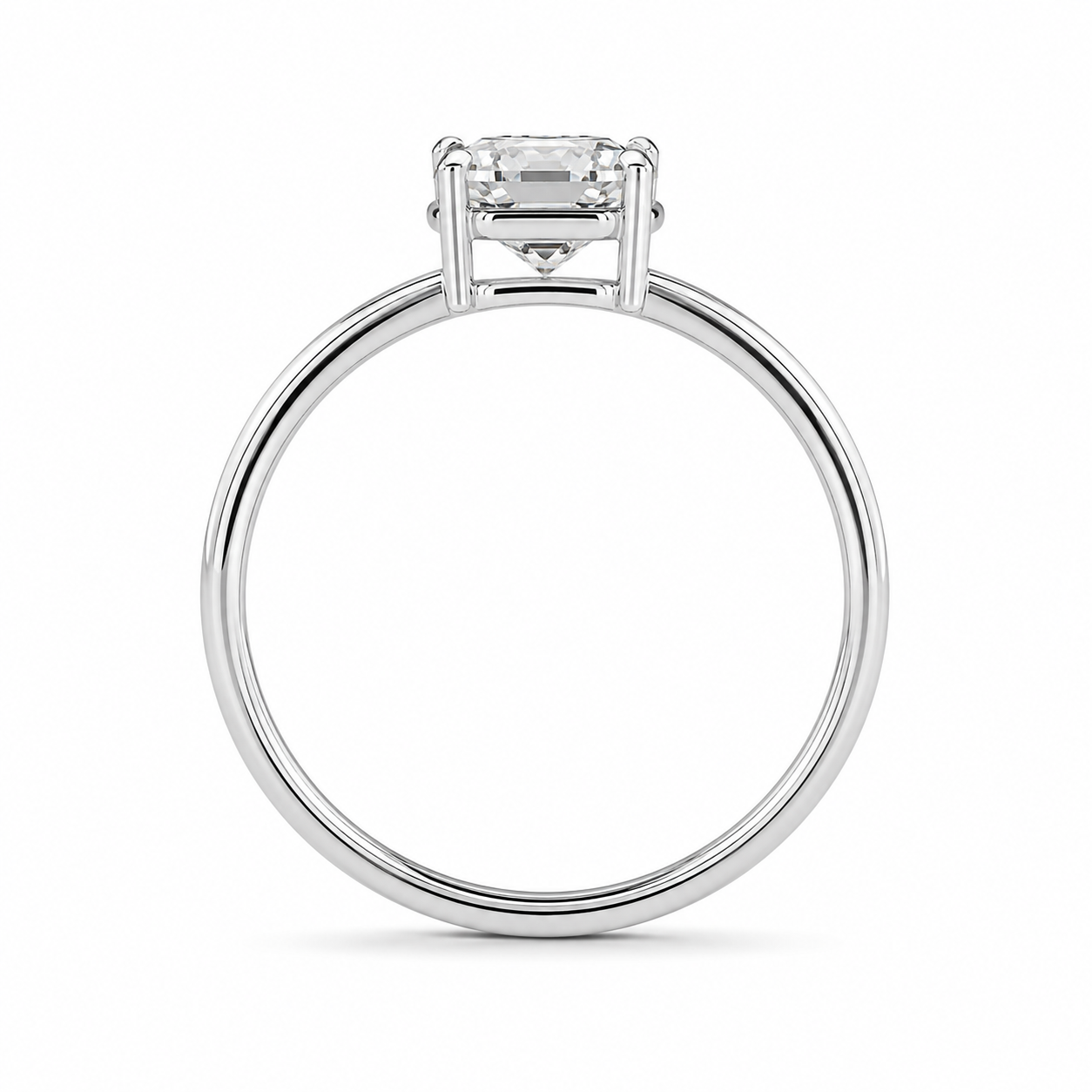 2.00 CT Asscher Cut Lab-Grown Diamond Solitaire Engagement Ring in 14K White Gold – Modern Double Band Design