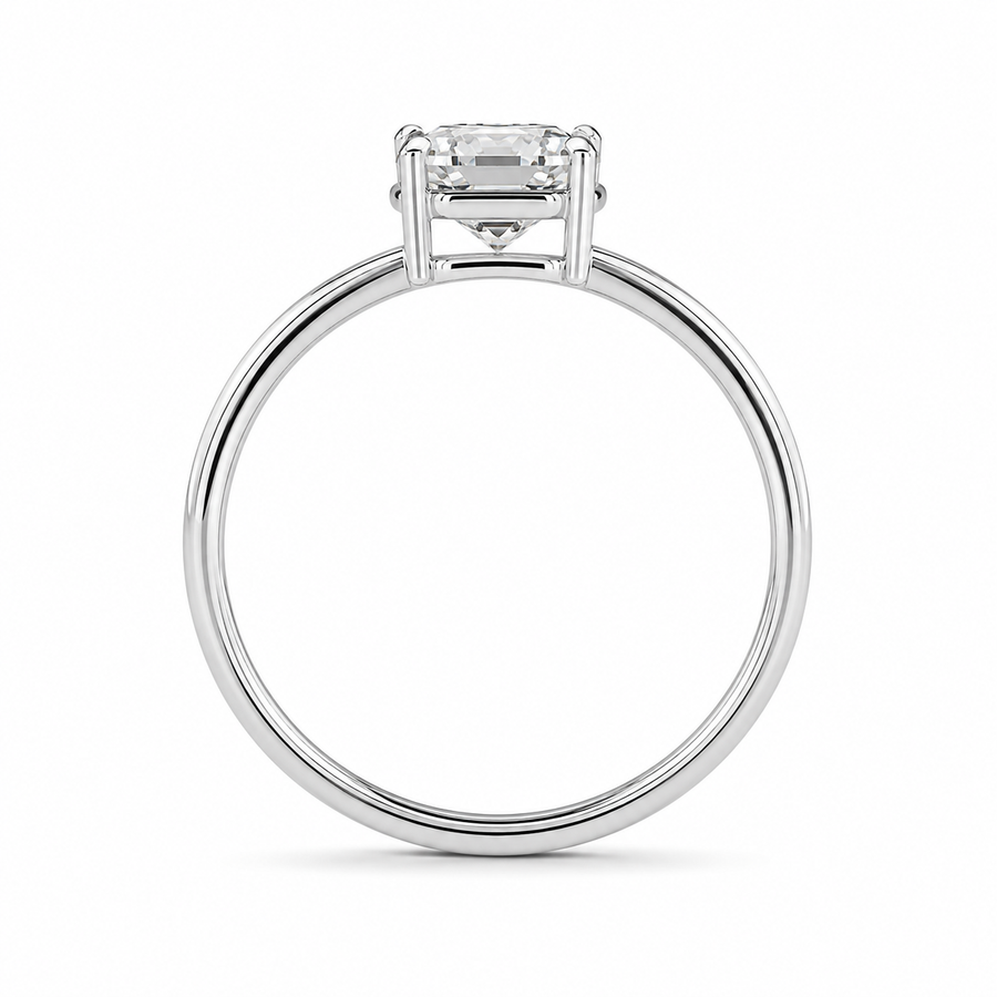 2.00 CT Asscher Cut Lab-Grown Diamond Solitaire Engagement Ring in 14K White Gold – Modern Double Band Design