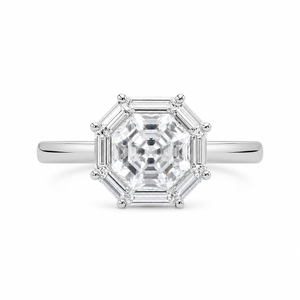 2.00 CT Asscher Cut Lab-Grown Diamond Engagement Ring in 14K White Gold – Vintage Pavé Band Design