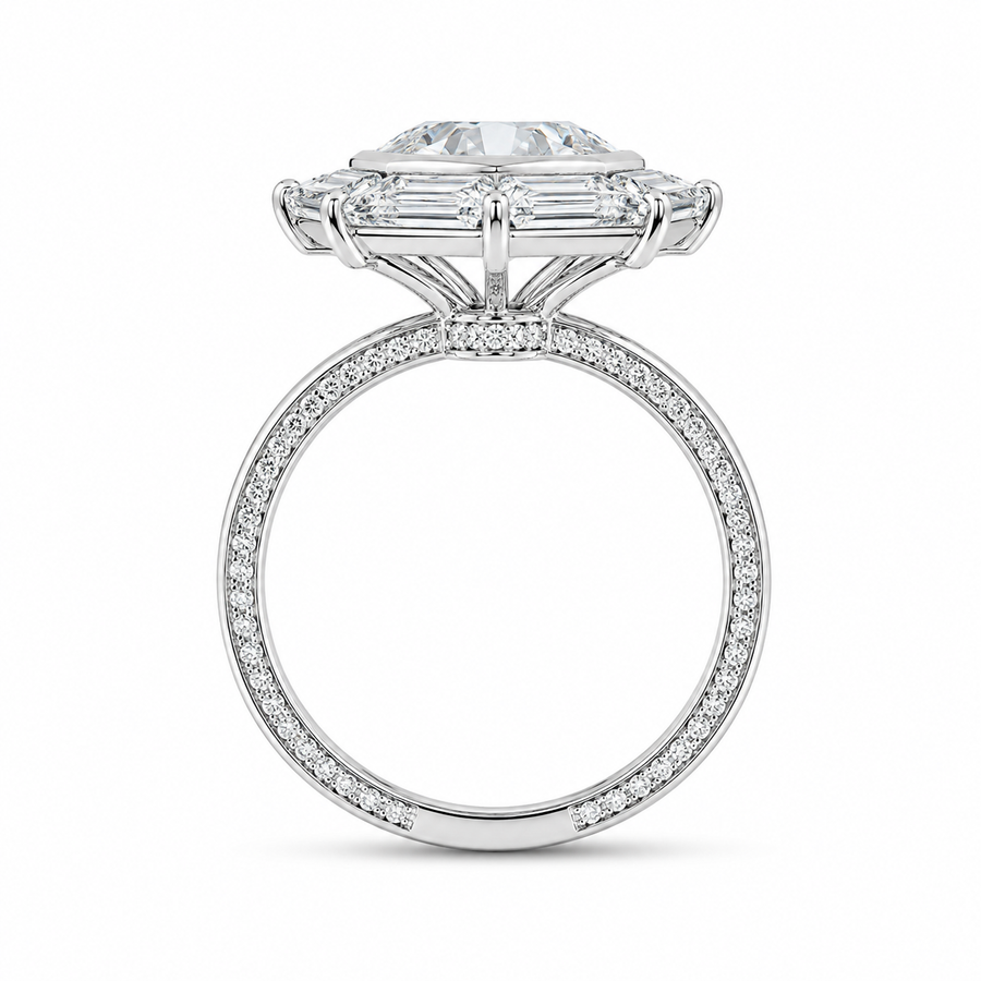 2.00 CT Asscher Cut Lab-Grown Diamond Engagement Ring in 14K White Gold – Vintage Pavé Band Design
