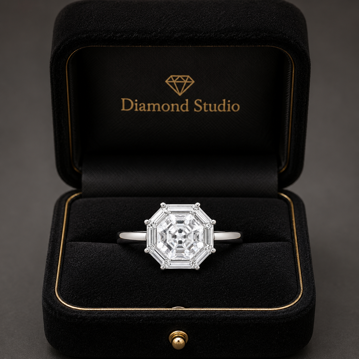 2.00 CT Asscher Cut Lab-Grown Diamond Engagement Ring in 14K White Gold – Vintage Pavé Band Design