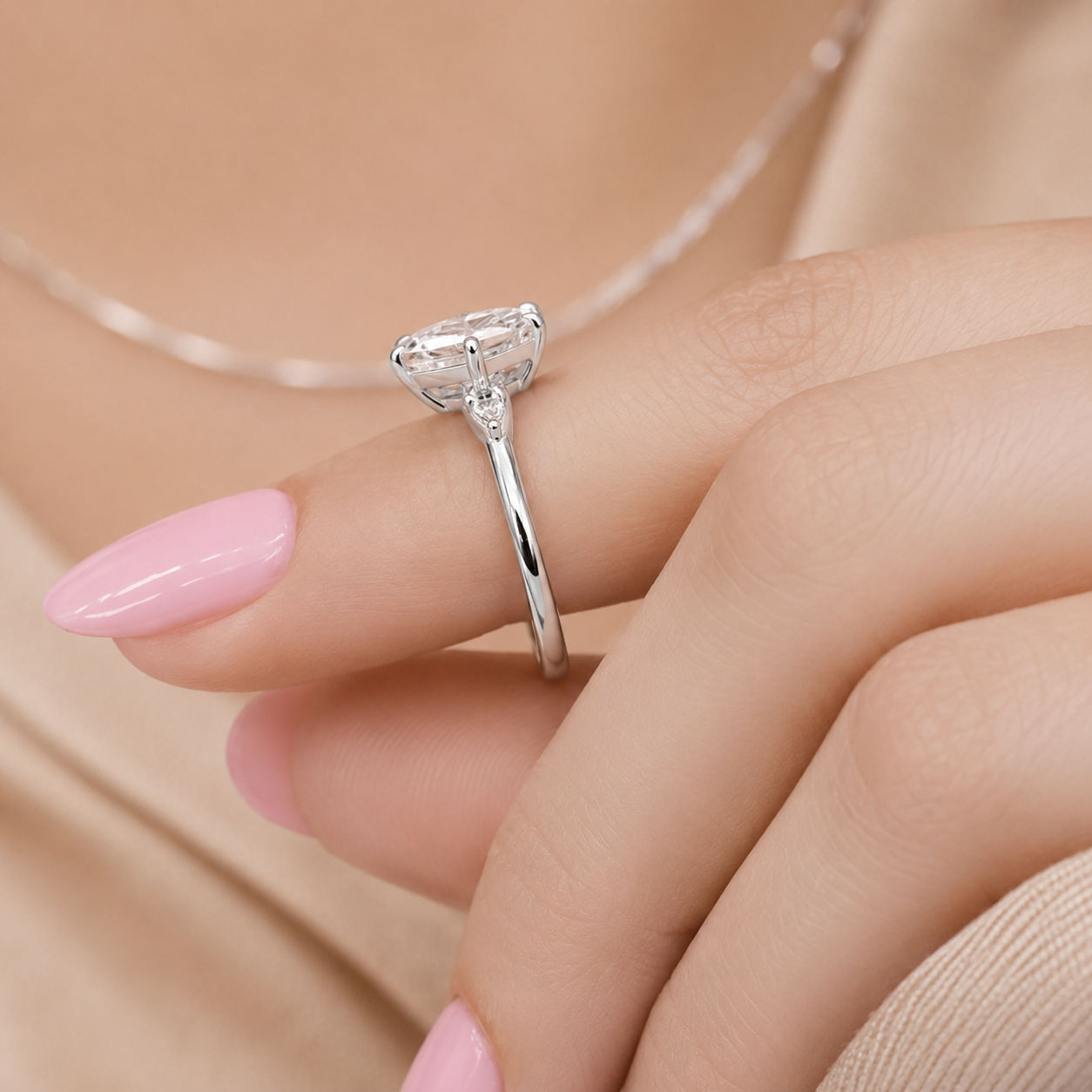 2.00 CT Asscher Cut Lab-Grown Diamond Three Stone Engagement Ring in 14K White Gold – Bezel Set IGI Certified Design