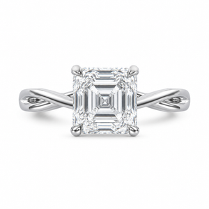 1.50 CT Asscher Cut Lab-Grown Diamond Hidden Halo Solitaire Engagement Ring in 14K White Gold – Minimalist Design