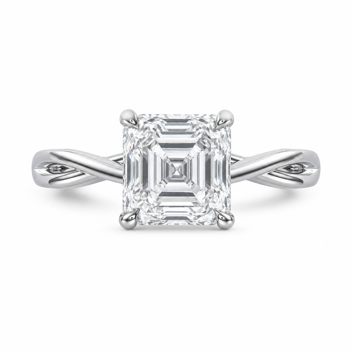 1.50 CT Asscher Cut Lab-Grown Diamond Hidden Halo Solitaire Engagement Ring in White Gold – Minimalist Design