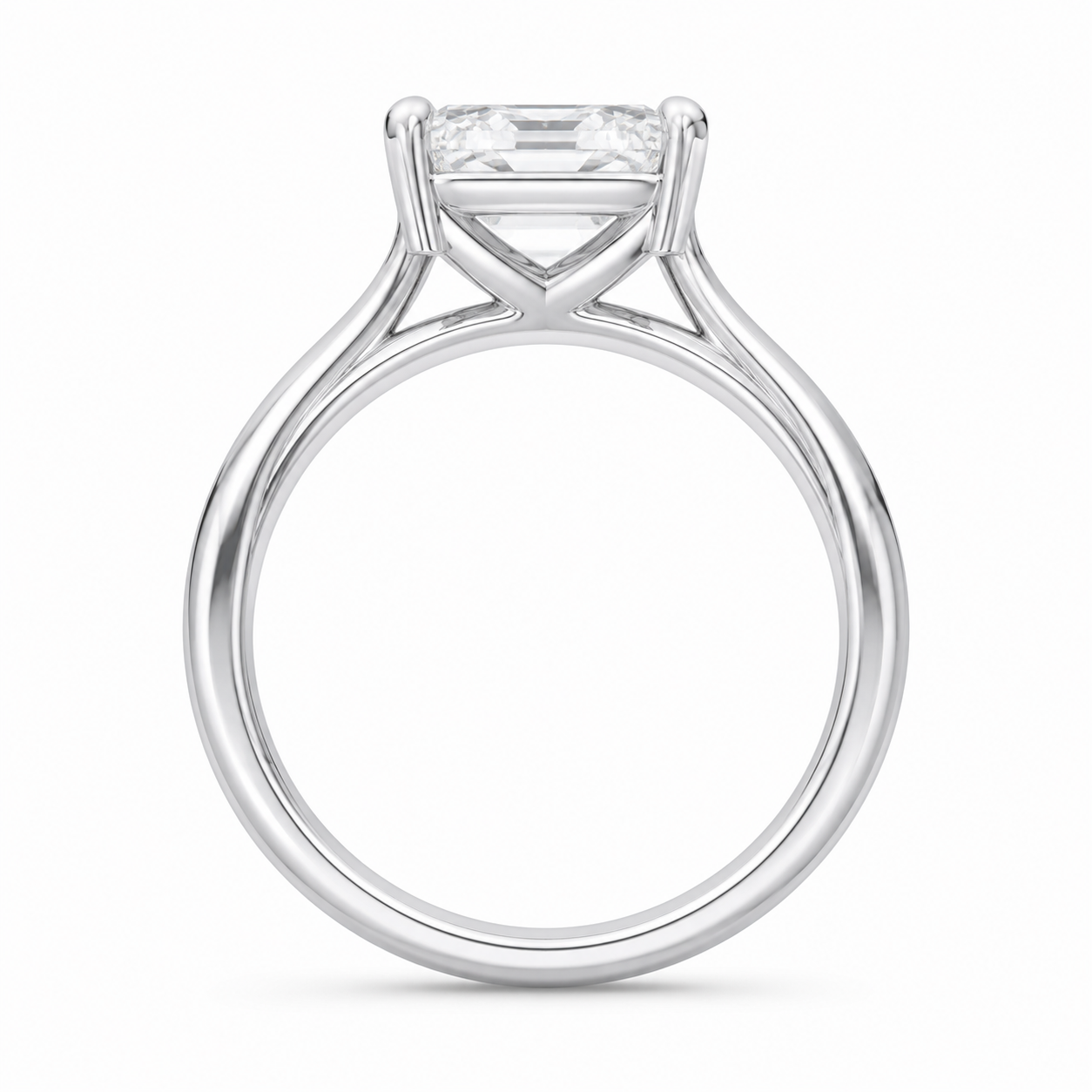 1.50 CT Asscher Cut Lab-Grown Diamond Hidden Halo Solitaire Engagement Ring in 14K White Gold – Minimalist Design
