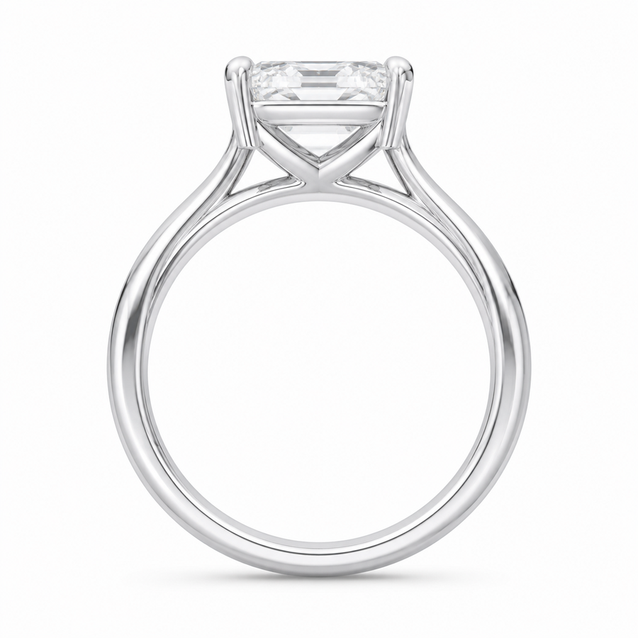 1.50 CT Asscher Cut Lab-Grown Diamond Hidden Halo Solitaire Engagement Ring in 14K White Gold – Minimalist Design