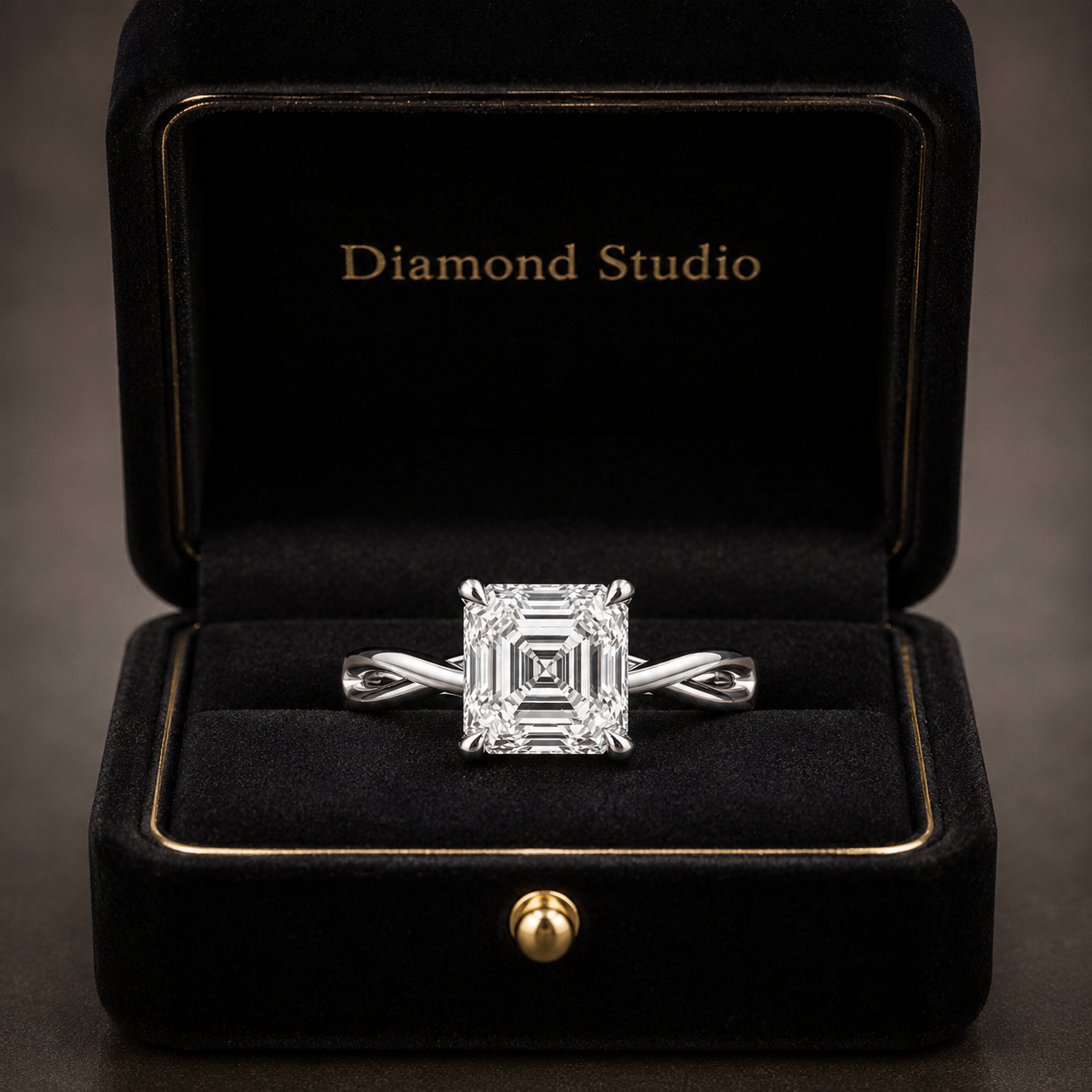1.50 CT Asscher Cut Lab-Grown Diamond Hidden Halo Solitaire Engagement Ring in 14K White Gold – Minimalist Design