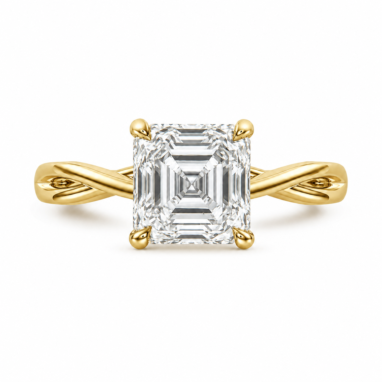 1.50 CT Asscher Cut Lab-Grown Diamond Hidden Halo Solitaire Engagement Ring in 14K White Gold – Minimalist Design
