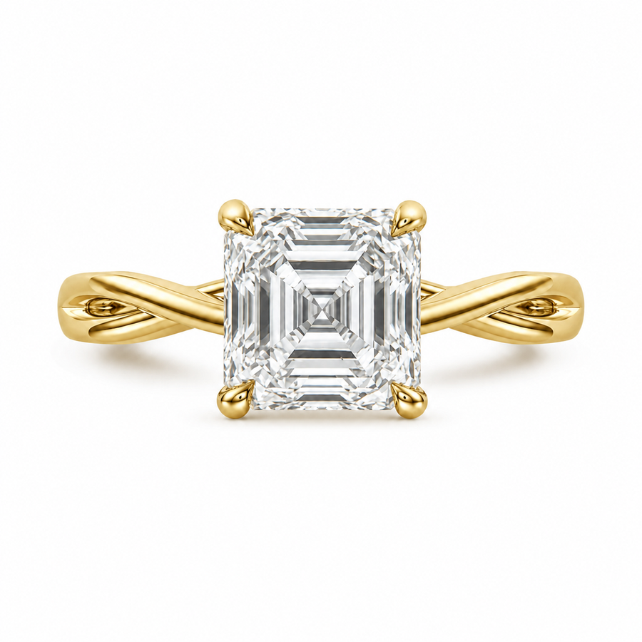 1.50 CT Asscher Cut Lab-Grown Diamond Hidden Halo Solitaire Engagement Ring in 14K White Gold – Minimalist Design