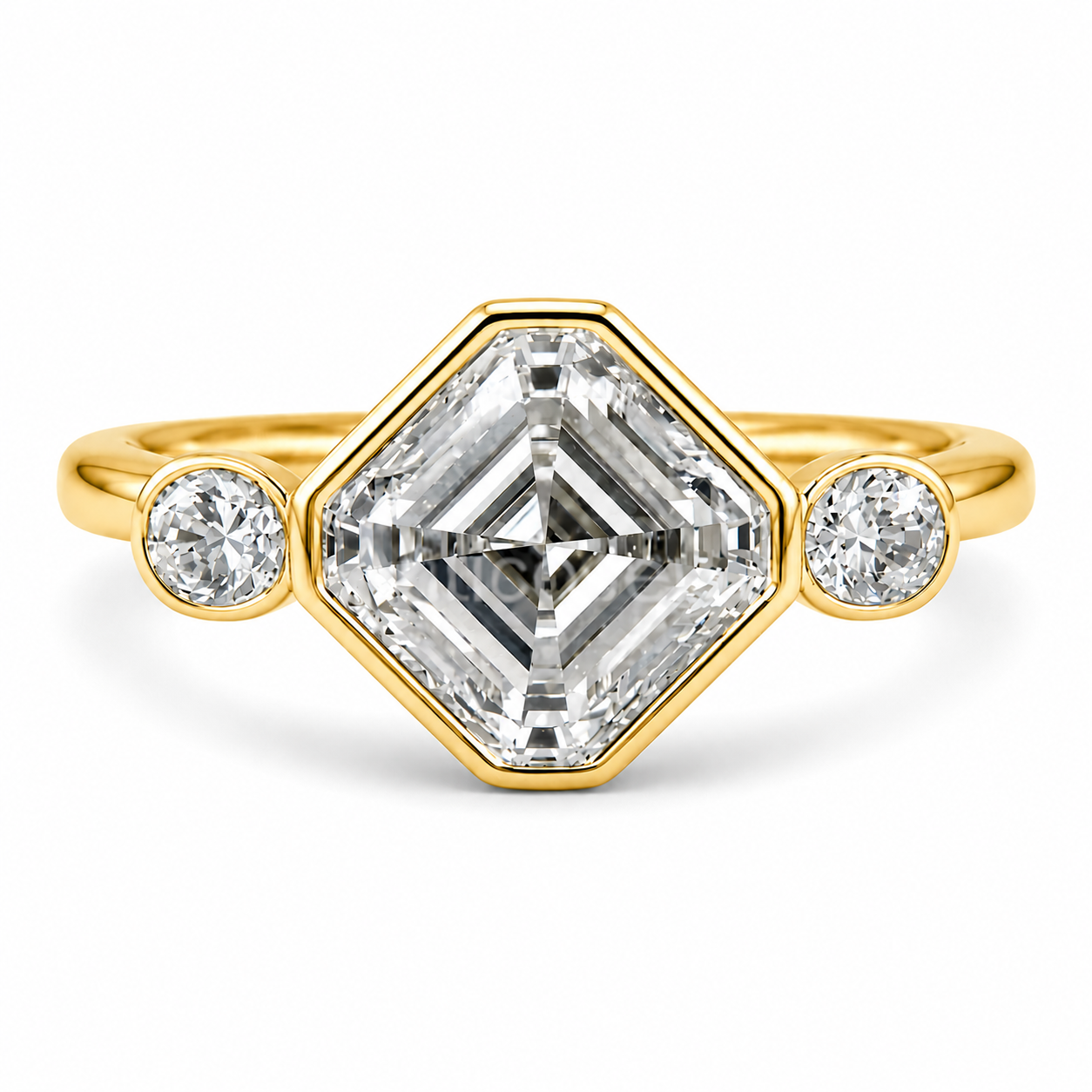 2.50 CT Asscher Cut Lab-Grown Diamond Engagement Ring in 14K White Gold – Round Accent Solitaire Design