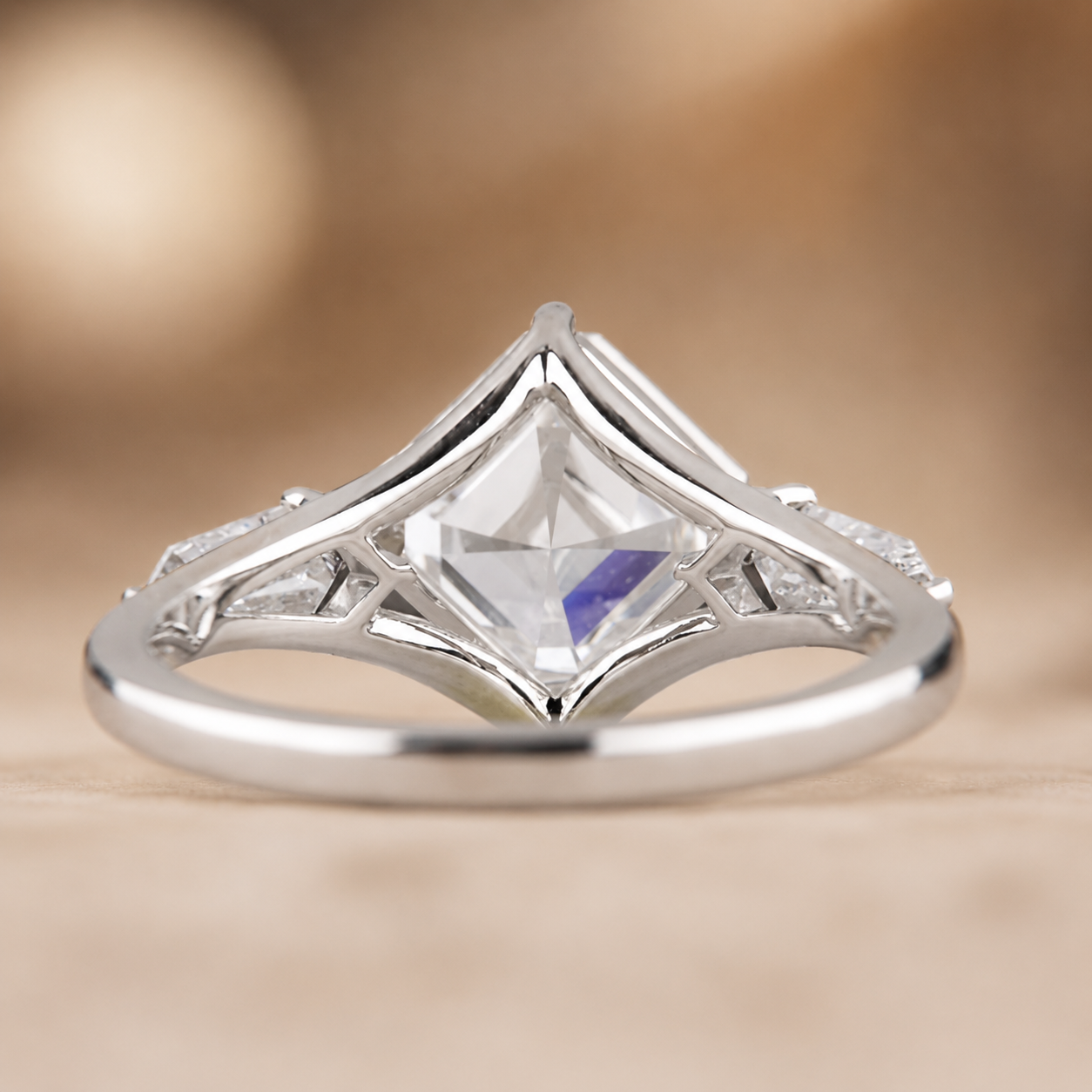 2.50 CT Asscher Cut Lab-Grown Diamond Three Stone Engagement Ring in 14K White Gold – East West IGI Certified Design