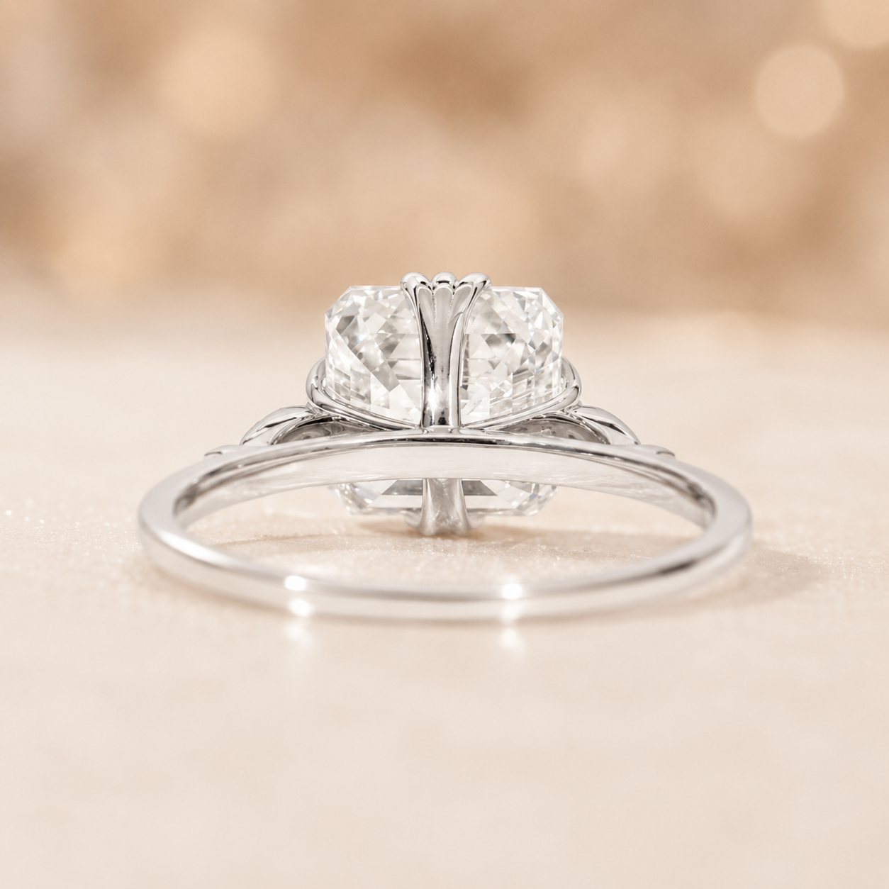 4.50 CT Asscher Cut Lab-Grown Diamond Engagement Ring in 14K White Gold – IGI Certified Vintage Triple Prong Statement Ring with Side Diamonds