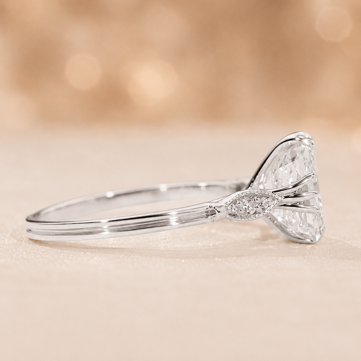 4.50 CT Asscher Cut Lab-Grown Diamond Engagement Ring in 14K White Gold – IGI Certified Vintage Triple Prong Statement Ring with Side Diamonds