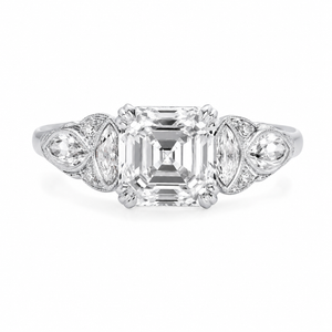 2.20 CT Asscher Cut Lab-Grown Diamond Engagement Ring in 14K White Gold – Edwardian Art Deco Old Mine Vintage Design