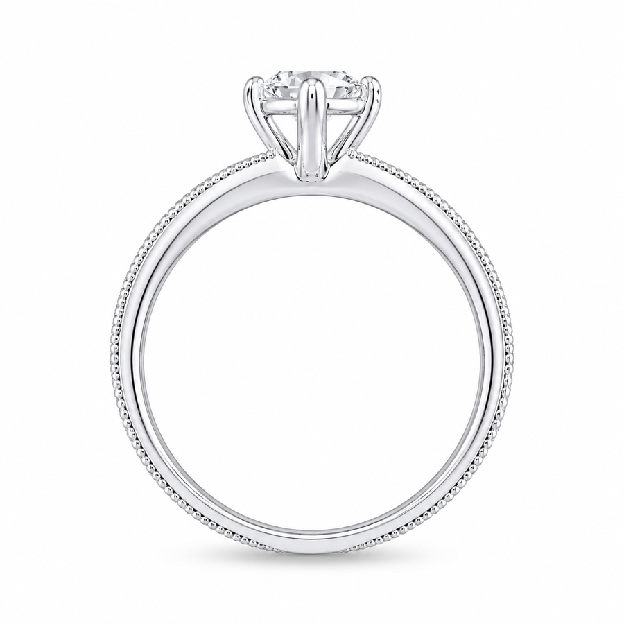 2.00 CT Asscher Cut Lab-Grown Diamond Engagement Ring in 14K White Gold – Milgrain Double Claw Prong Art Deco Design