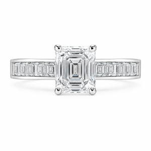 1.50 CT Asscher Cut Lab-Grown Diamond Engagement Ring 14K White Gold Channel Set Wedding Ring