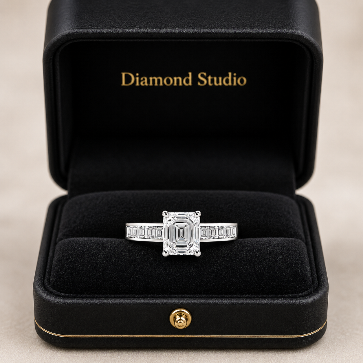 1.50 CT Asscher Cut Lab-Grown Diamond Engagement Ring 14K White Gold Channel Set Wedding Ring