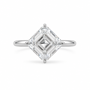 2.00 CT Asscher Cut Lab-Grown Diamond Solitaire Engagement Ring in 14K White Gold – Compass Prong IGI Certified Design