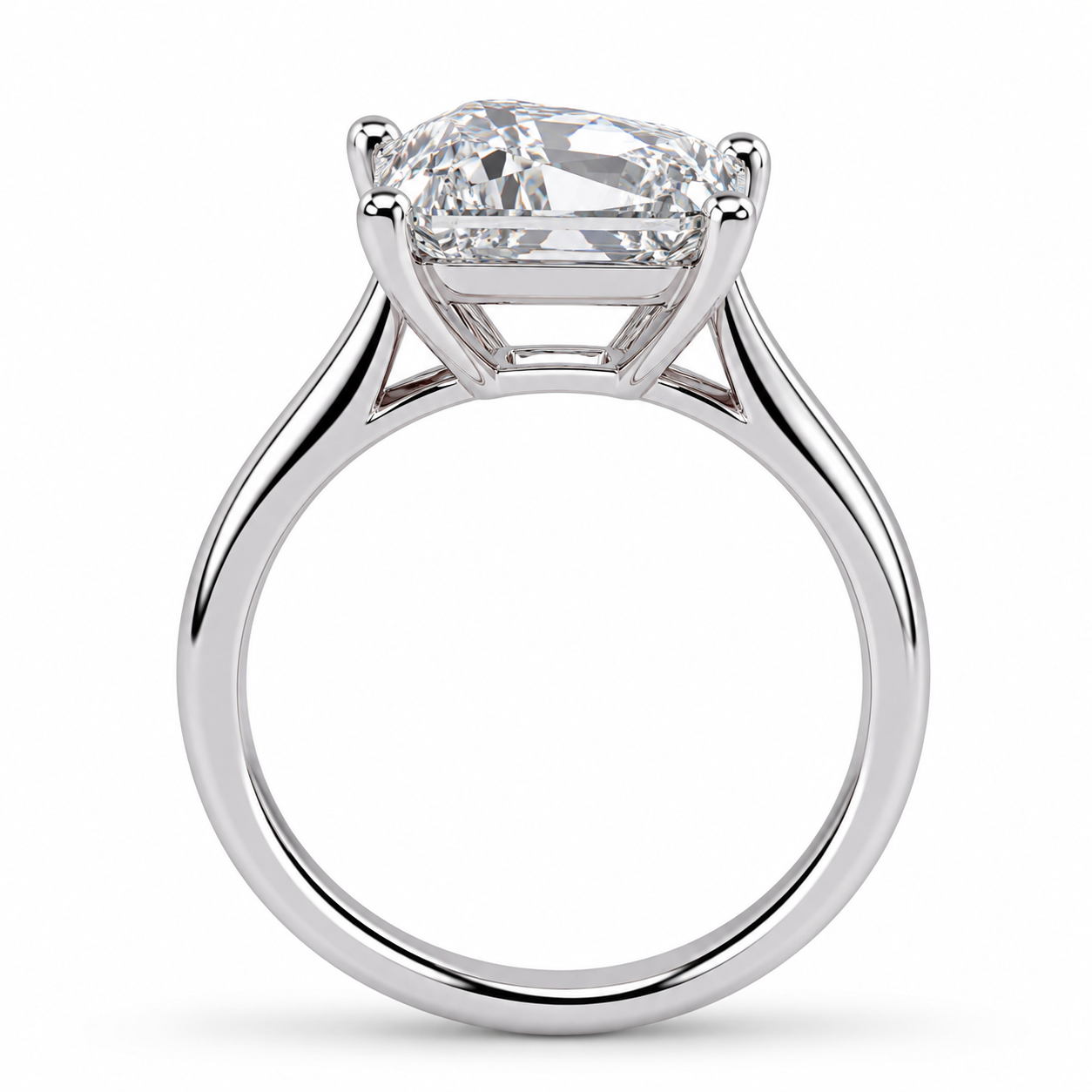 2.00 CT Asscher Cut Lab-Grown Diamond Solitaire Engagement Ring in 14K White Gold – Compass Prong IGI Certified Design