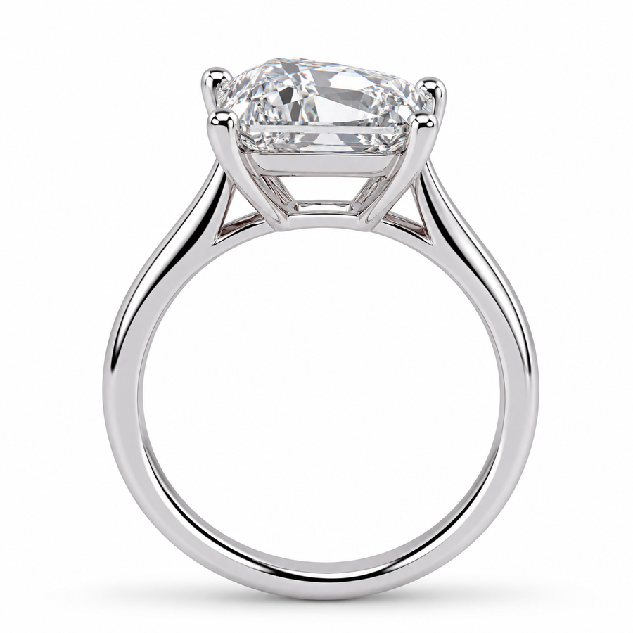 2.00 CT Asscher Cut Lab-Grown Diamond Solitaire Engagement Ring in 14K White Gold – Compass Prong IGI Certified Design