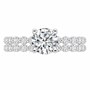 1.85 CT Marseille Round Lab-Grown Diamond 2PCS Bridal Set in 14K White Gold – Floating Shared Prong Wedding Ring Design