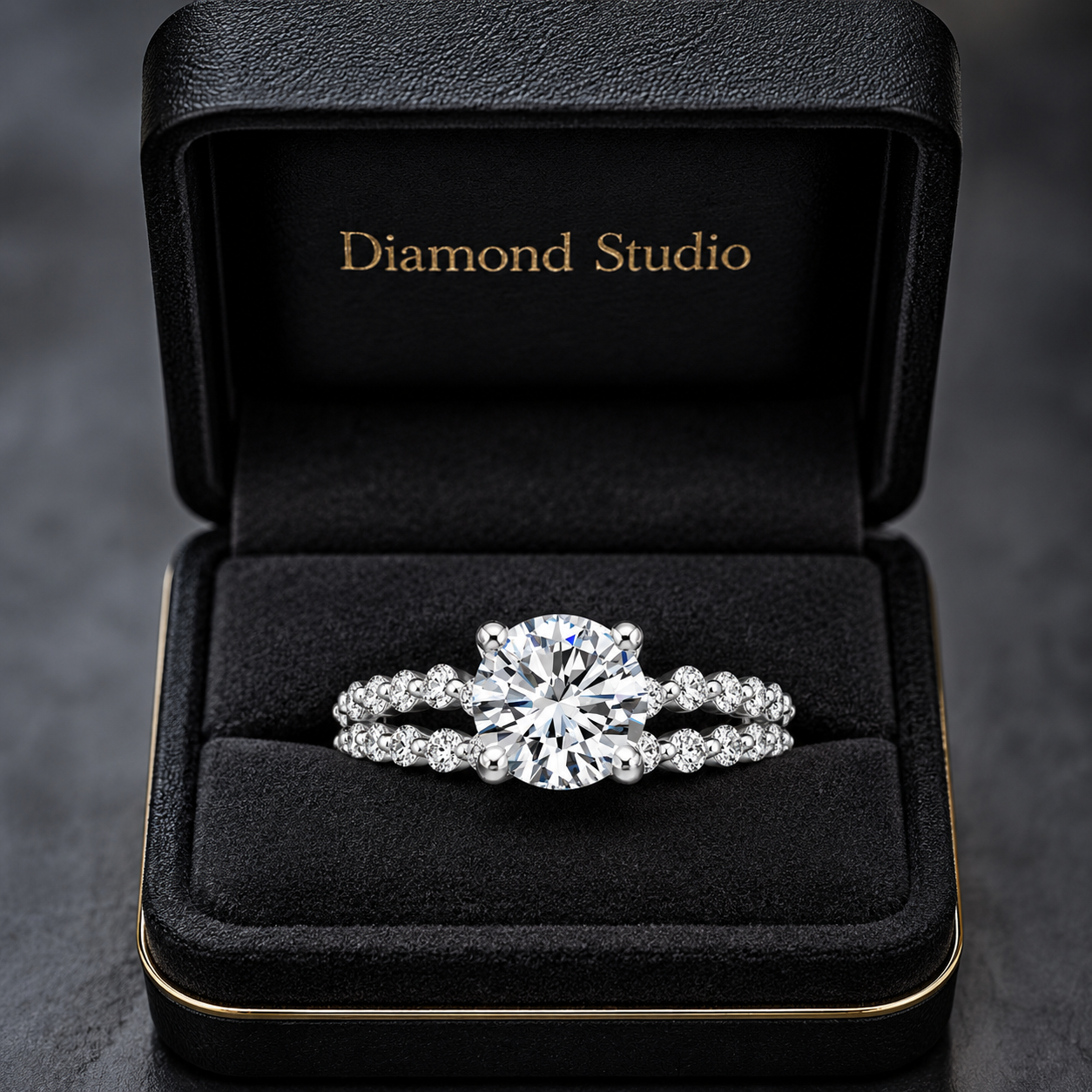 1.85 CT Marseille Round Lab-Grown Diamond 2PCS Bridal Set in 14K White Gold – Floating Shared Prong Wedding Ring Design