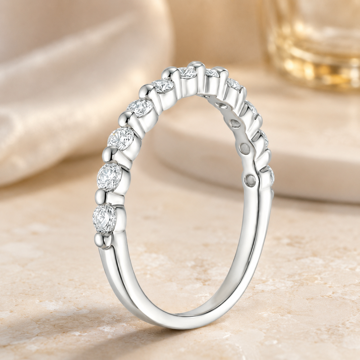 1.85 CT Marseille Round Lab-Grown Diamond 2PCS Bridal Set in 14K White Gold – Floating Shared Prong Wedding Ring Design