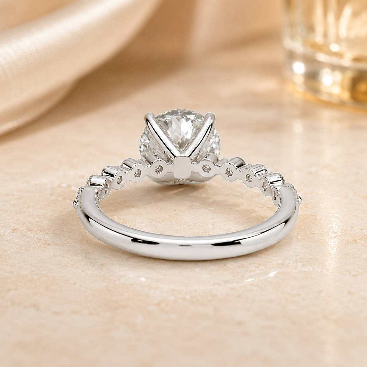 1.85 CT Marseille Round Lab-Grown Diamond 2PCS Bridal Set in 14K White Gold – Floating Shared Prong Wedding Ring Design