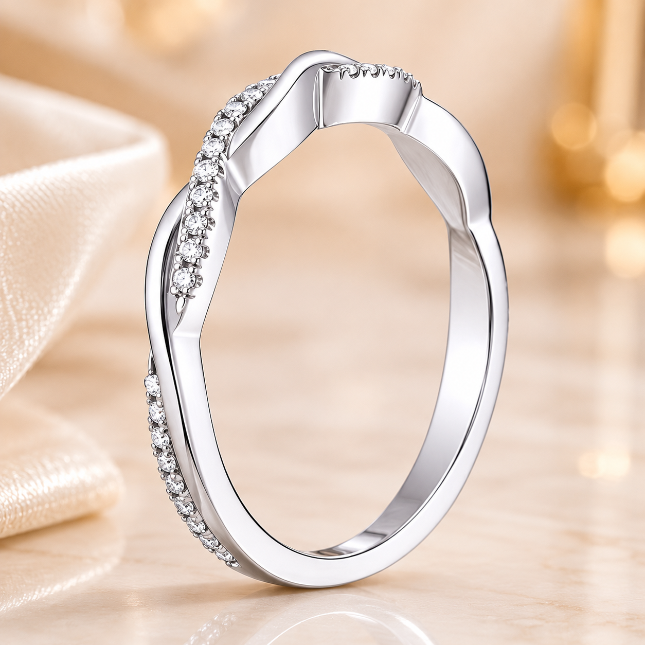 3.00 CT Petite Twisted Vine Halo Lab-Grown Diamond 2PCS Bridal Set in 14K White Gold – Nature Inspired Matching Wedding Ring Design