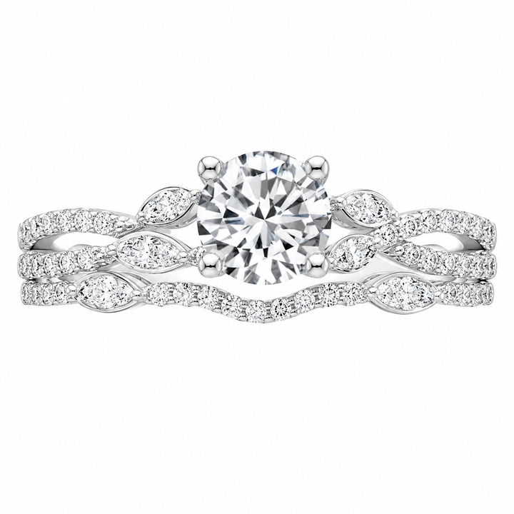 2.55 CT Luxe Willow Lab-Grown Diamond 2PCS Bridal Set in 14K White Gold â€“ Nature Inspired Winding Willow Wedding Ring Design from Diamond Studio
