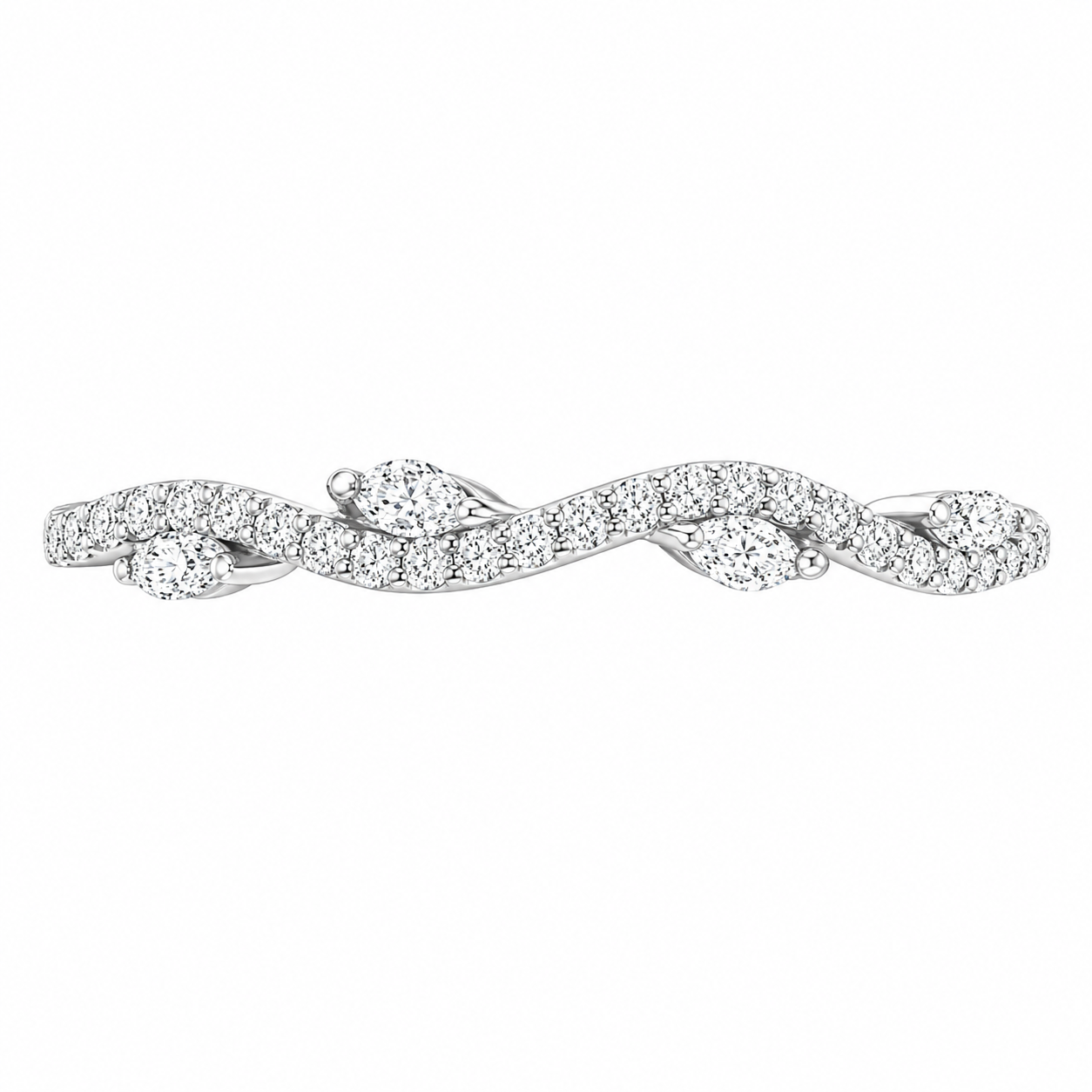 2.55 CT Luxe Willow Lab-Grown Diamond 2PCS Bridal Set in 14K White Gold – Nature Inspired Winding Willow Wedding Ring Design