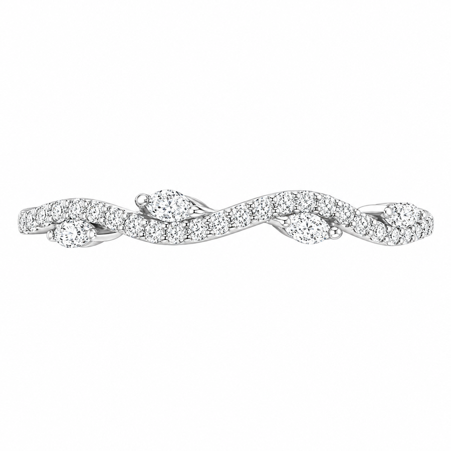 2.55 CT Luxe Willow Lab-Grown Diamond 2PCS Bridal Set in 14K White Gold – Nature Inspired Winding Willow Wedding Ring Design